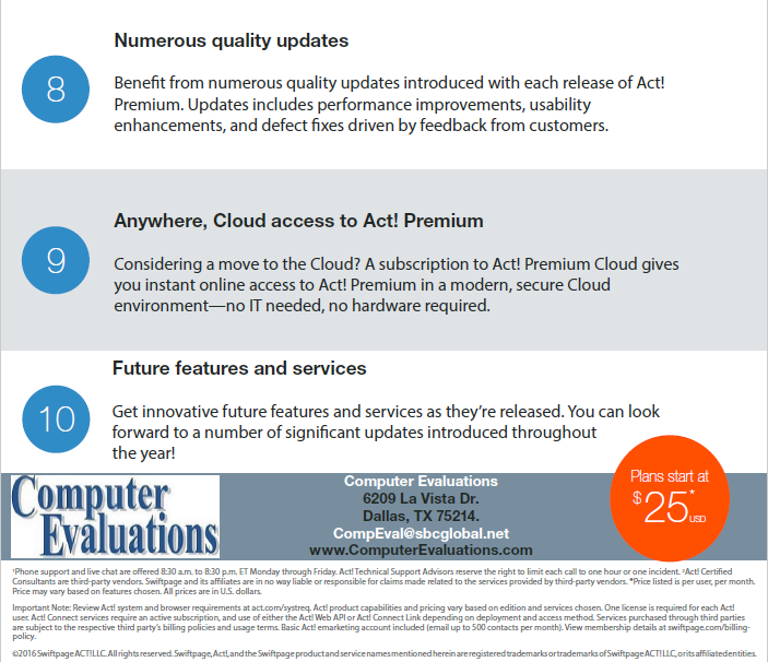 Top 10 Reasons to subscribe to Act! v19